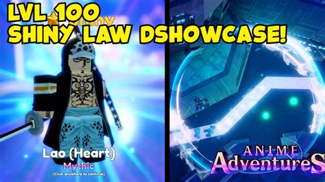 Lvl 100 Shiny Law Showcase In Anime Adventures Youtube