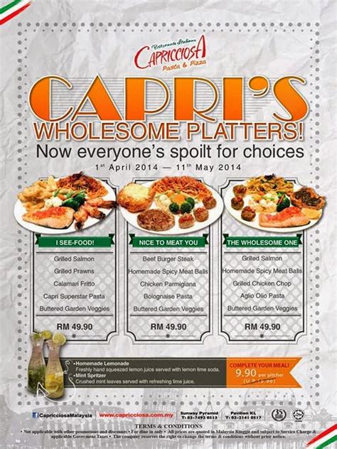 Capris Wholesome Platters Promotion Malaysian Foodie
