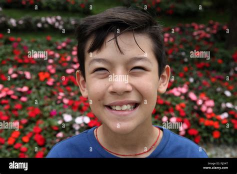 12 Years Old Boy Portrait Smiling To Camera Stock Photo Alamy