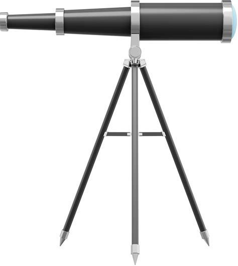 Realistic Black Telescope Side View 3d Rendering Png Icon On
