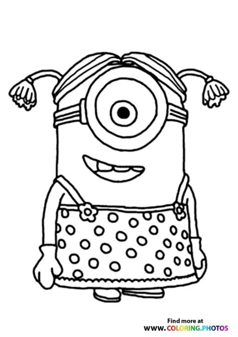 Minions Stuart In Dress Coloring Pages For Kids