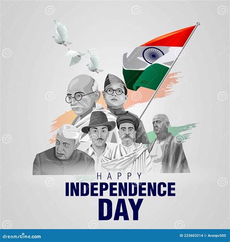 Happy Independence Day India 15th August With Indian Freedom Fighters