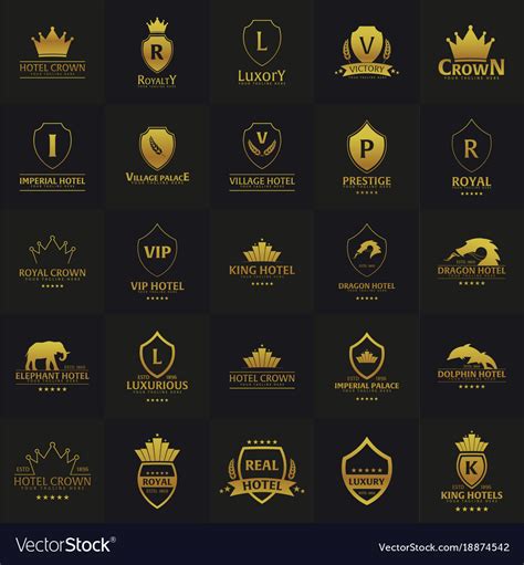 Set Luxury Hotel Logos And Emblems Logo Royalty Free Vector