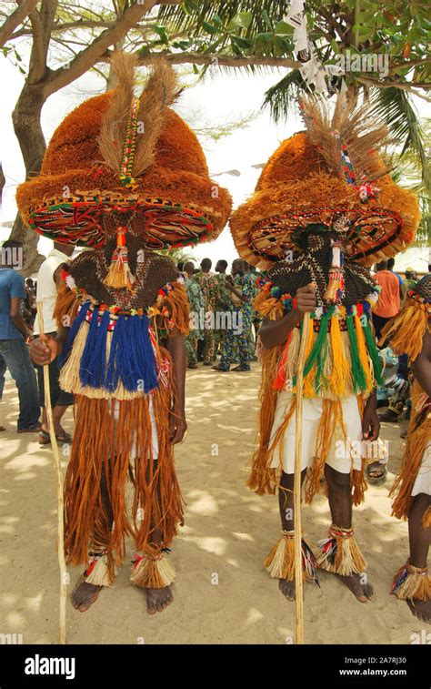 Masquerades In Their Traditional Costume During The Annual Lagos Black Heritage Festival In