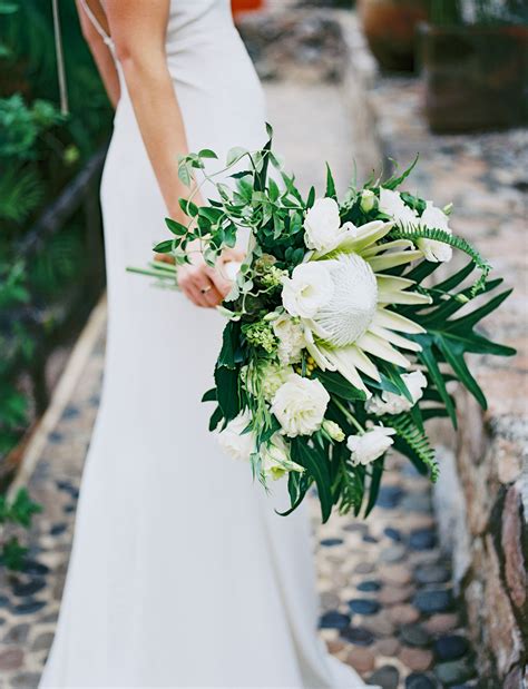 Tropical bouquet flowers and leaves. Modern Meets Tropical at this Destination Wedding in ...