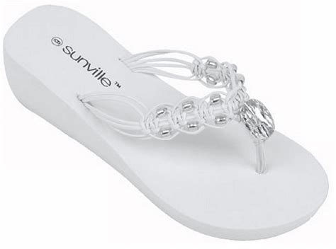 womens fashion wedge sandals platform thongs flip flops w stones sandals shoes 2335 white 11