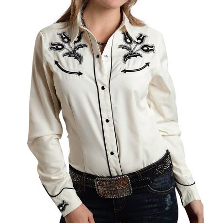 Roper Old West Classic Western Shirt Snap Front Long Sleeve For Women