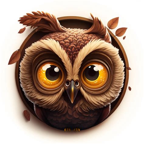 Premium Photo Cutie Night Owl Face Floral Circular Frame Icon Cartoon