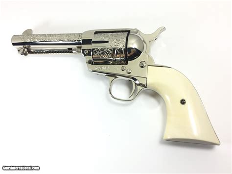 Colt Single Action Army Ivory Grips Engraved Nickel 45 Lc 4 34 Saa