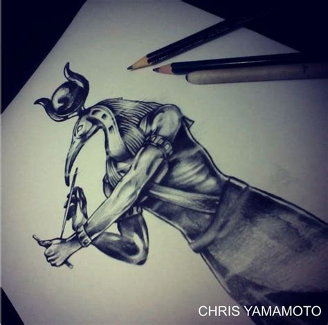 His cult center was hermopolis, though he was worshipped all over egypt, with his depictions in tombs as well as temples. thoth sketch tattoo by #chrisyamamoto | Chris Yamamoto | Pinterest | Traditional, Other and Graphics