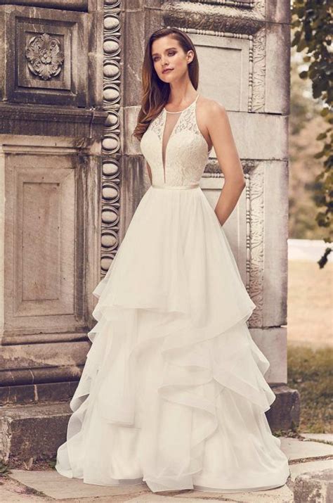 Tulle Skirt Halter Neckline Wedding Dress Style 2241 Mikaella Bridal Wedding Dress