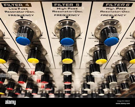 Control Panel Of A Synthesizer With Colorful Knobs Stock Photo Alamy