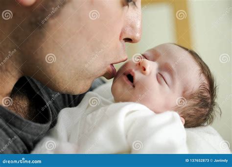 Father Kissing His Newborn Baby Girl Stock Image Image Of Newborn
