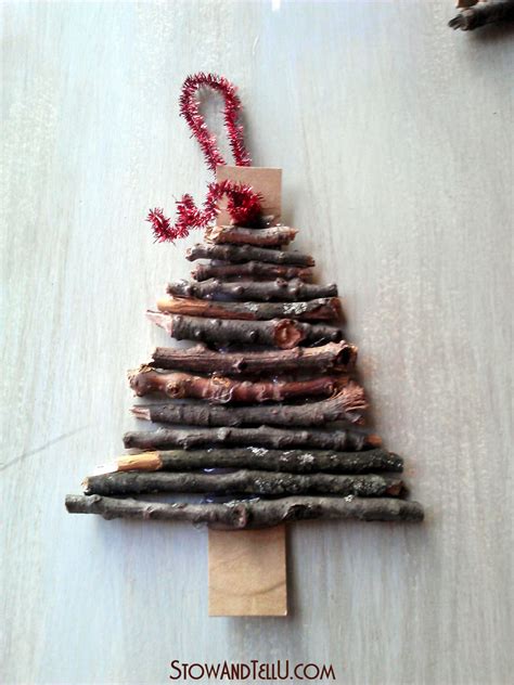 Rustic Twig And Cardboard Christmas Tree Ornaments