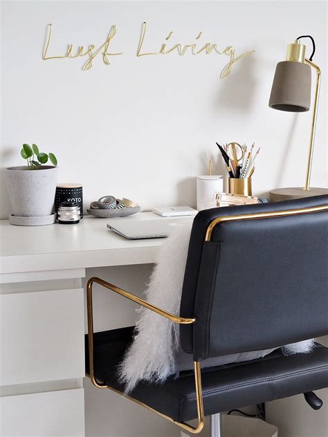 White And Gold Office Work Office Decor Gold Office White Gold Office