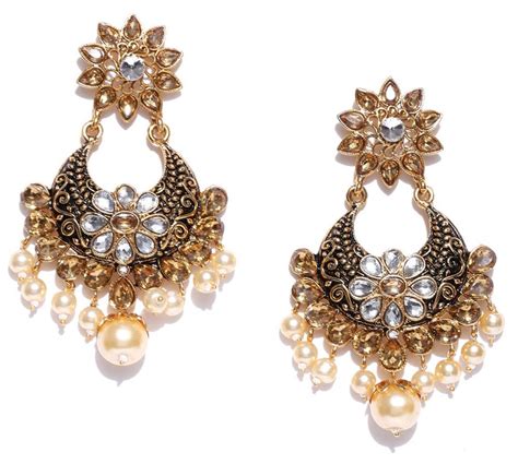 Buy Panash Gold Toned Chandbali Earrings Online At Low Prices In India