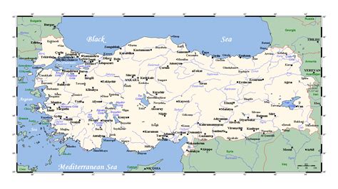 Detailed Map Of Turkey With Major Cities Turkey Asia Mapsland
