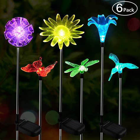 Solar Garden Lights Outdoor 6 Pack Led Figurine Stake