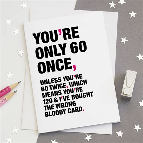 60th Birthday Card Funny 60th Card Sarcastic 60th Card Etsy