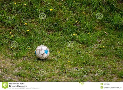 Sport Old Dirty Soccer Ball On Grass Football Stock Image Image Of