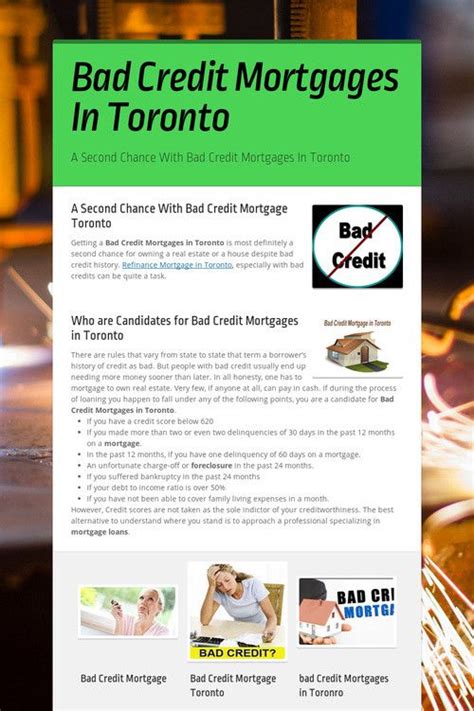 Bad Credit Mortgages In Toronto Bad Credit Mortgage Bad Credit Mortgage
