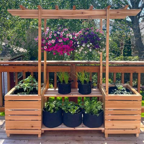 DIY Outdoor Plant Stand with Arbor - The Handyman's Daughter