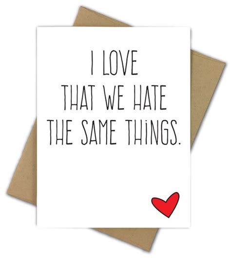 Valentine Card Love Hate Sarcastic Rude Love That We Etsy