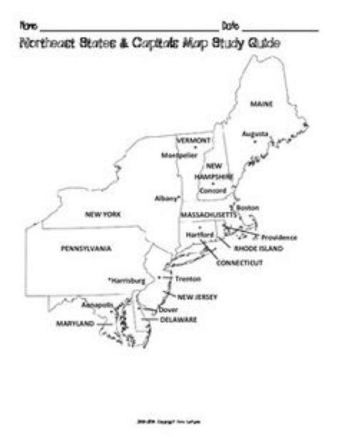 Northeast Us Map With Capitals Sixteenth Streets