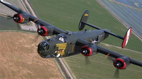 Consolidated B 24 Liberator Flying Above The Fields Wallpaper