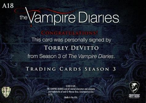 Vampire Diaries Season Three Torrey Devitto As Meredith Fell Autograph