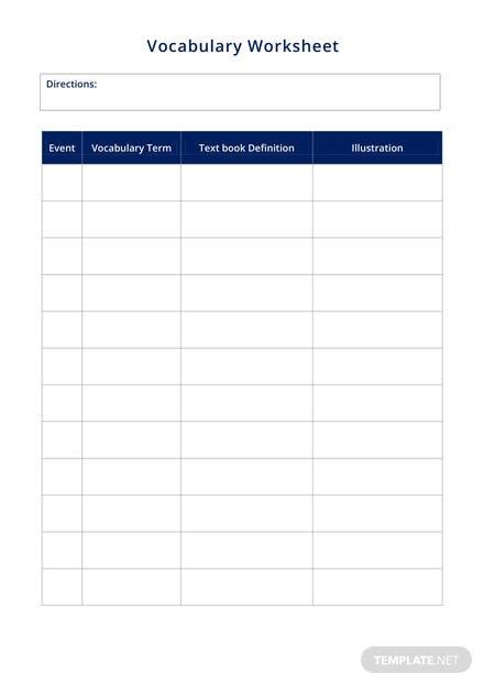 Vocabulary Worksheet Template Download 239 Sheets In