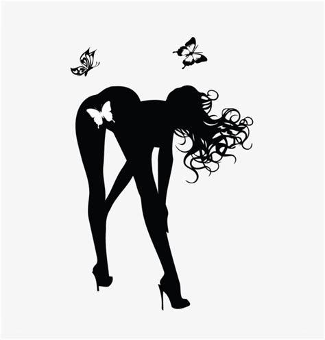 Butterfly Girl Decal Woman Bending Over Silhouette Free Transparent