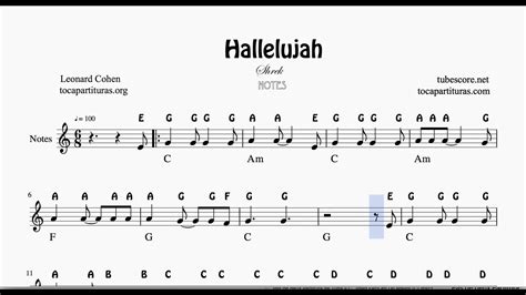 Hallelujah Easy Sheet Music With English Notes Flute