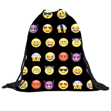 Hot Sale2017 Expression Drawstring Bag Black Unisex Emoji