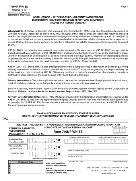 Ky Dor 740np Wh Es 2016 Fill Out Tax Template Online Us Legal Forms
