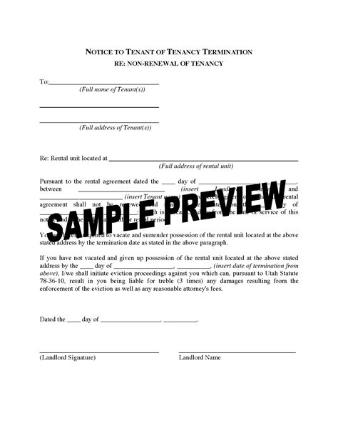 As a lease agreement comes to an end, the landlord has to decide whether he wants to renew the contract or not. Utah Notice to Tenant of Tenancy Termination for Non ...