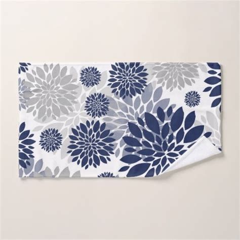 Let's talk towels and why we love this collection: Navy Blue Gray Flower Graphic Pattern Bath Towel Set ...
