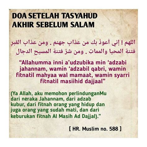 Doa Setelah Tasyahud Akhir Sebelum Salam Kutipan Kebaikan Rohani