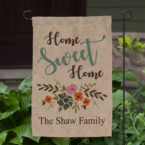 Home Sweet Home Personalized Burlap Garden Flag Personalized Planet