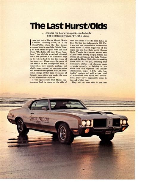 72 Hurstolds Magazine Article Muscle Car Ads Oldsmobile