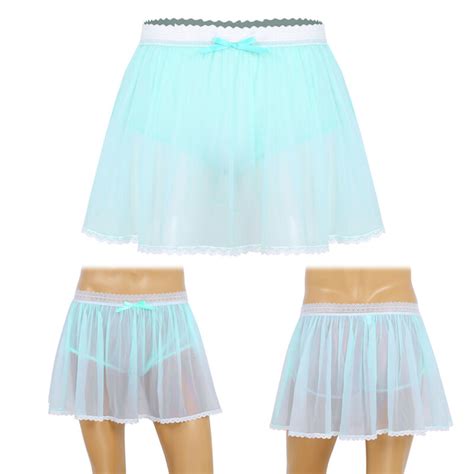 Us Sissy Men Underwear Elastic Lace Waist Tulle Crossdresser Short