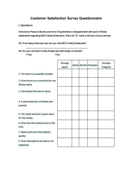 questionnaire template  word templates