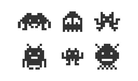 Premium Vector Pixel Monsters Game Icons Set 8 Bit Space Alien