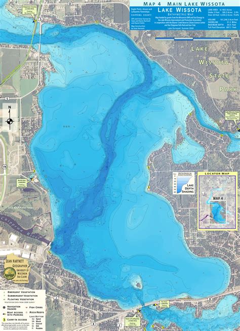 The dam story took one year to create with three extremely dedicated volunteers, hundreds of photos, and thousands of emails. Lake Wissota Bathymetric Map