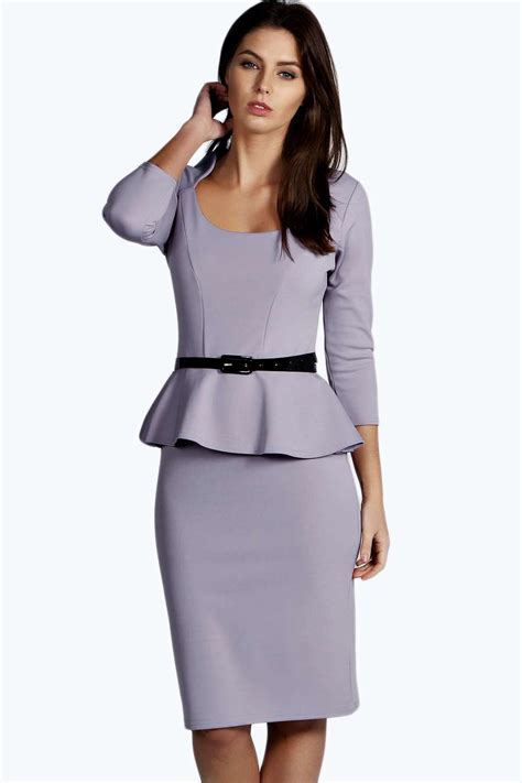 karmine long sleeve belted peplum midi dress peplum midi dress fashion dresses