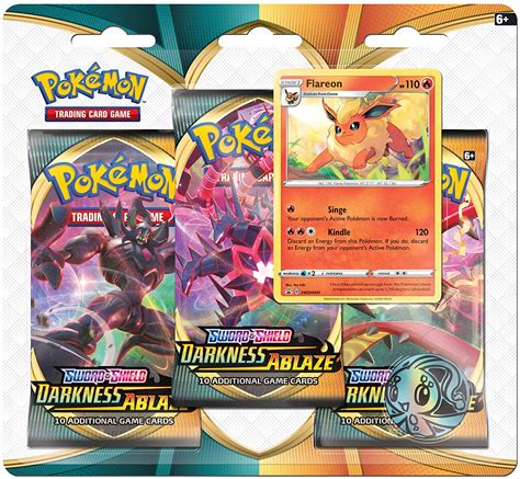 Check out our darkness ablaze selection for the very best in unique or custom, handmade pieces from our card games shops. Pokemon Trading Card Game: Sword & Shield Darkness Ablaze 3-Pack Blister - Flareon | www ...