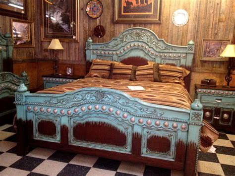 Turquoise And Brown Bed Rustic Bedroom Furniture Leather Living Room