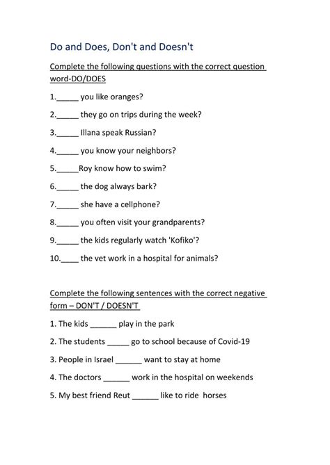 Yes No Questions And Negative Worksheet English Grammar English