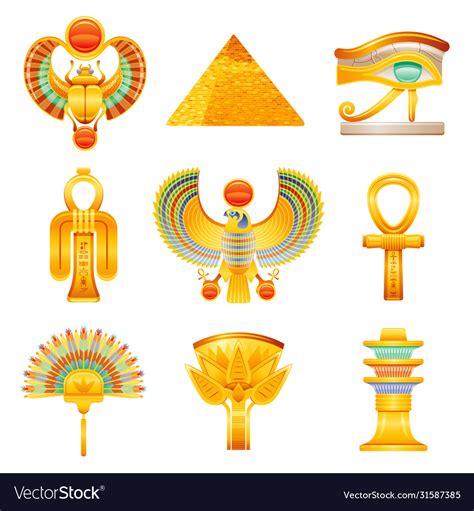 Ancient Egypt Icon Set Egyptian Pharaoh Royalty Free Vector
