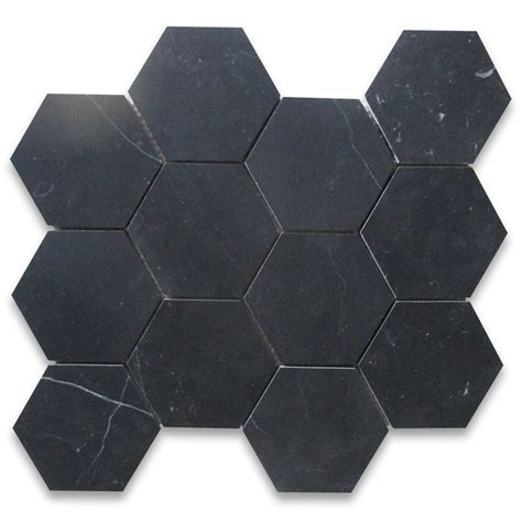 Black marble bathroom elegant wallpaper wallcoverings. Nero Marquina Black Marble 4 inch Hexagon Mosaic Tile ...